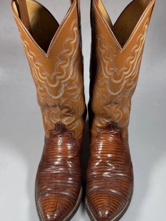 Justin Vintage Teju Lizard Tan Boots 9.5D